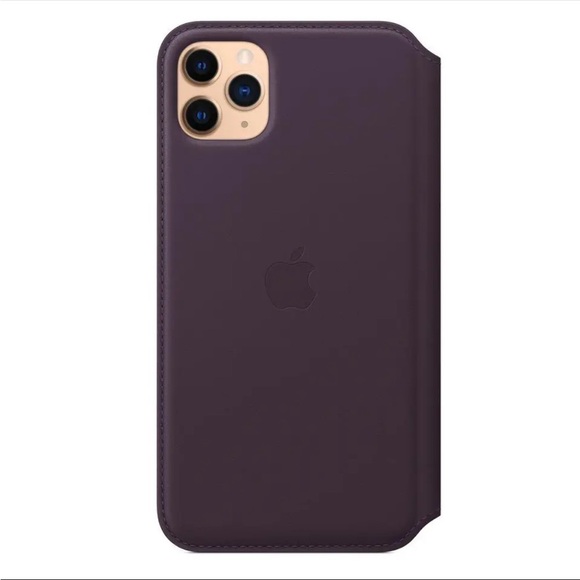 Apple Leather Folio Case for iPhone 11 Pro Max - Aubergine (Purple) New In Box - Picture 2 of 8